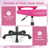 Height-adjustable Ergonomic Kids Desk Chair with Universal Casters-Pink