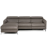 Leather Air Power Reclining Sectional Sofa with Adjustable Headrests-Gray