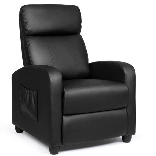Recliner Massage Winback Single Chair with Side Pocket-Black