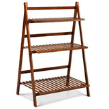 3 Tier Folding Bamboo Flower Shelf -Brown