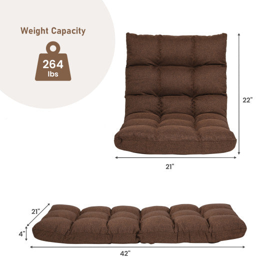 14-Position Adjustable Folding Lazy Gaming Sofa-Coffee
