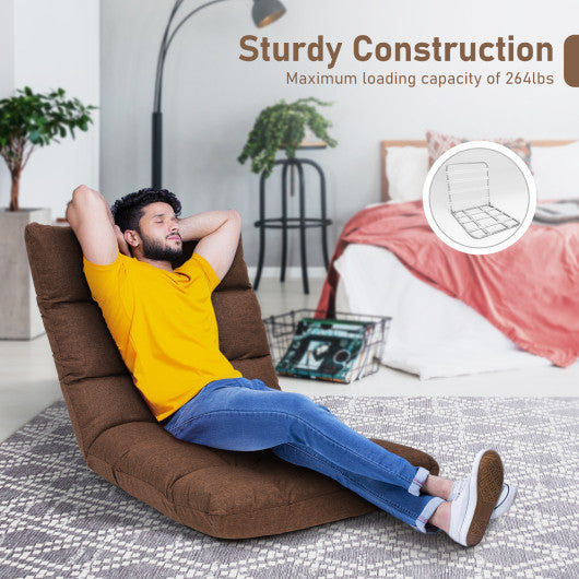 14-Position Adjustable Folding Lazy Gaming Sofa-Coffee