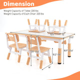 Kids Table and Chairs Set for 4 with Graffiti Desktop-Natural