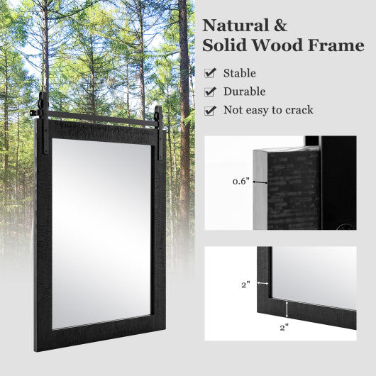 30 x 22 Inch Wall Mount Mirror with Wood Frame-Black