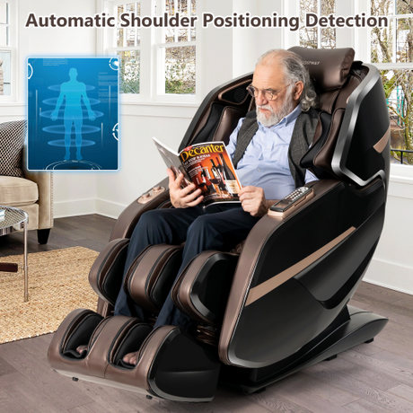 Enjoyment 23-3D Double SL-Track Electric Full Body Zero Gravity Massage Chair with Heat Roller-Brown