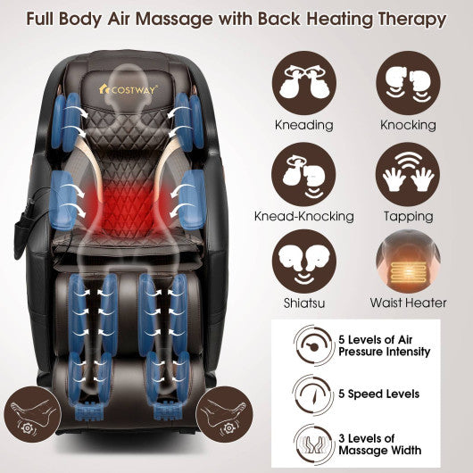 Relaxation 25 - Zero Gravity SL-Track Electric Shiatsu Massage Chair with Intelligent Voice Control-Black