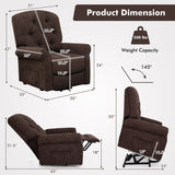 Recliner Chair Sofa for Elderly with Side Pocket and Remote Control-Brown