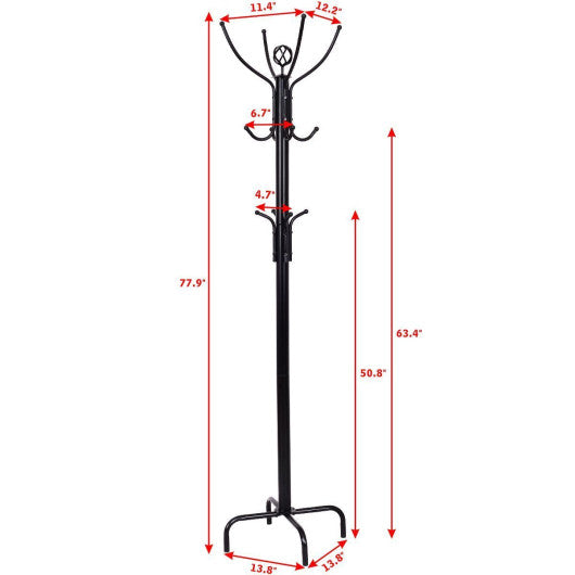 Metal Coat Rack with 12 Hooks