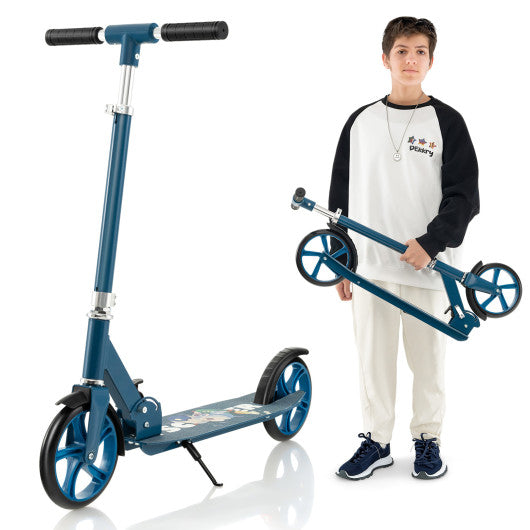 Folding Aluminum Alloy Scooter with 3 Adjustable Heights-Blue