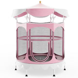 64" Kids Trampoline with Detachable Canopy and Safety Enclosure Net-Pink