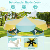 64" Kids Trampoline with Detachable Canopy and Safety Enclosure Net-Yellow