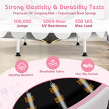 64" Kids Trampoline with Detachable Canopy and Safety Enclosure Net-Pink