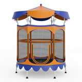 64" Kids Trampoline with Detachable Canopy and Safety Enclosure Net-Orange