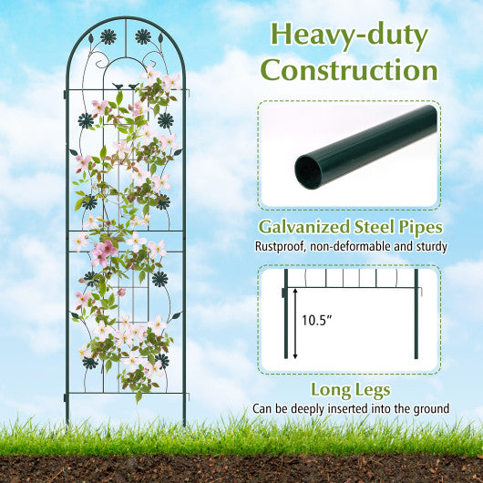 2 Pack 71 x 20 Inch Metal Garden Trellis Rustproof Plant Support for Climbing Plants-Green