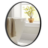 24" Black Circle Bathroom Mirror with Explosion-proof Film