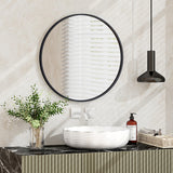 24" Black Circle Bathroom Mirror with Explosion-proof Film