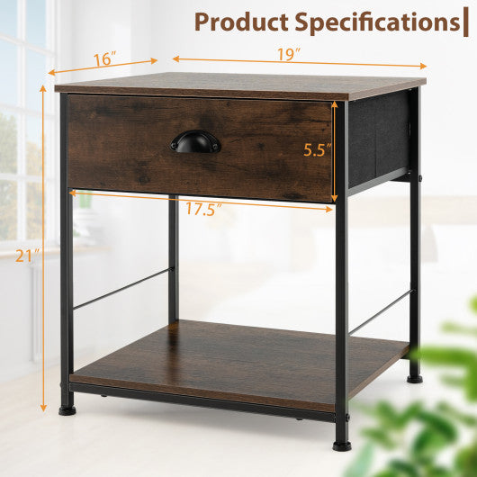 2 Tiers Nightstand with Open Storage Shelf for Living Room  Bedroom-2 Pieces