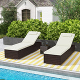 Patio Chaise Lounge Set of 2 with Backrest Seat Cushion and Headrest-Off White