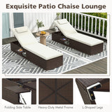 Patio Chaise Lounge Set of 2 with Backrest Seat Cushion and Headrest-Off White