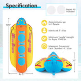 3-Person Inflatable Banana Boat with 3 EVA-padded Seats and Handles