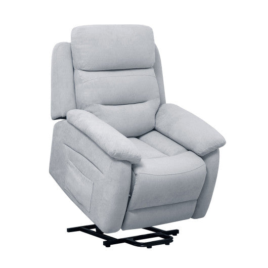 Power Lift Recliner Sofa with Side Pocket and Remote Control-Gray