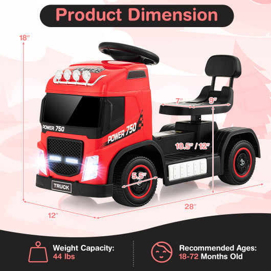 6V Kids Electric Ride-on Truck with Height Adjustable Seat-Red