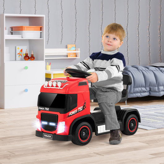 6V Kids Electric Ride-on Truck with Height Adjustable Seat-Red