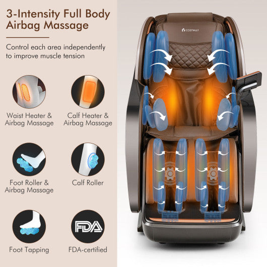 Therapy 22 - SL Track Full Body Zero Gravity Massage Chair Recliner Thai Stretch Heat Roller-Brown