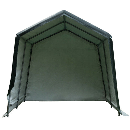 Outdoor Carport Shed with Sidewalls and Waterproof Ripstop Cover-10 x 10 ft