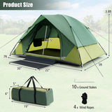 2-person Camping Tent w/ Removable Rain Fly and Double-layer Door-Green