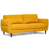 72 Inch Small Fabric Loveseat Sofa Couch with Wood Legs-Yellow
