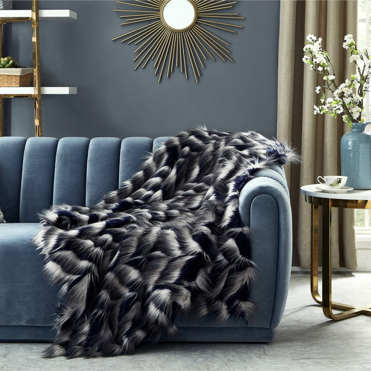 Zayan Faux Feather Fur Throw