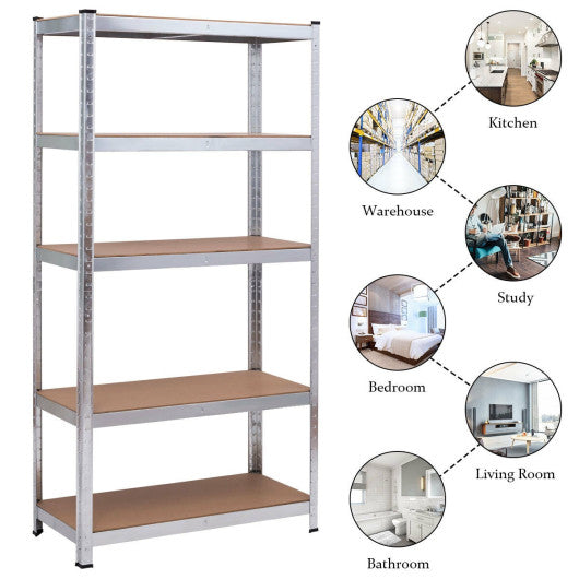 72" Storage Shelf Steel Metal 5 Levels Adjustable Shelves