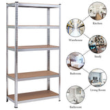 72" Storage Shelf Steel Metal 5 Levels Adjustable Shelves