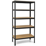 71 inch Heavy Duty Steel Adjustable 5 Level Storage Shelves-Black