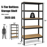 71 inch Heavy Duty Steel Adjustable 5 Level Storage Shelves-Black