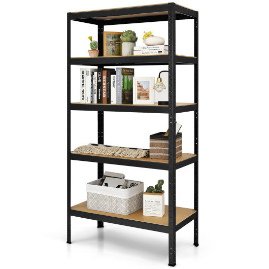 71 inch Heavy Duty Steel Adjustable 5 Level Storage Shelves-Black