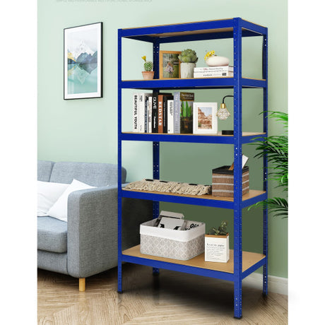 71 inch Heavy Duty Steel Adjustable 5 Level Storage Shelves-Blue