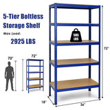 71 inch Heavy Duty Steel Adjustable 5 Level Storage Shelves-Blue