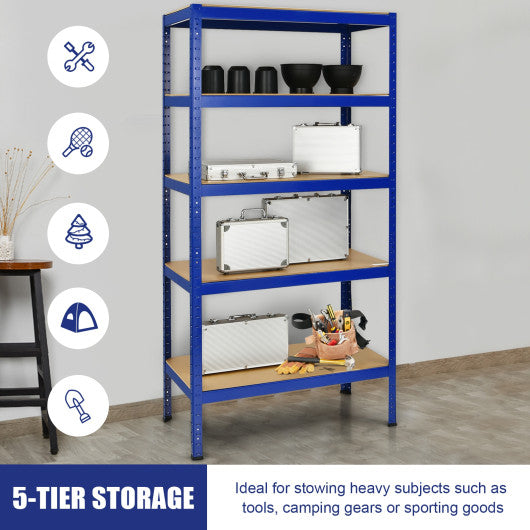 71 inch Heavy Duty Steel Adjustable 5 Level Storage Shelves-Blue