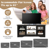 TV Stand for up to 65" Flat Screen TVs with Adjustable Shelves for 18" Electric Fireplace (Not Included)-Black