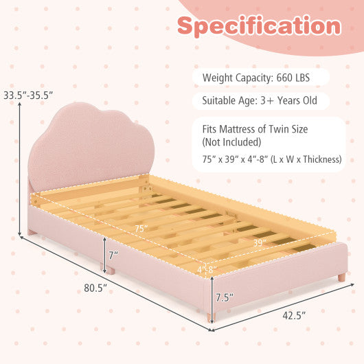 Twin Bed Frame with Height-Adjustable Headboard and Sturdy Wooden Slats-A