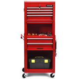 6-Drawer Tool Chest with Heightening Cabinet-Red