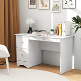 Wooden Computer Desk Workstation with 3 Drawers for Home and Office-White