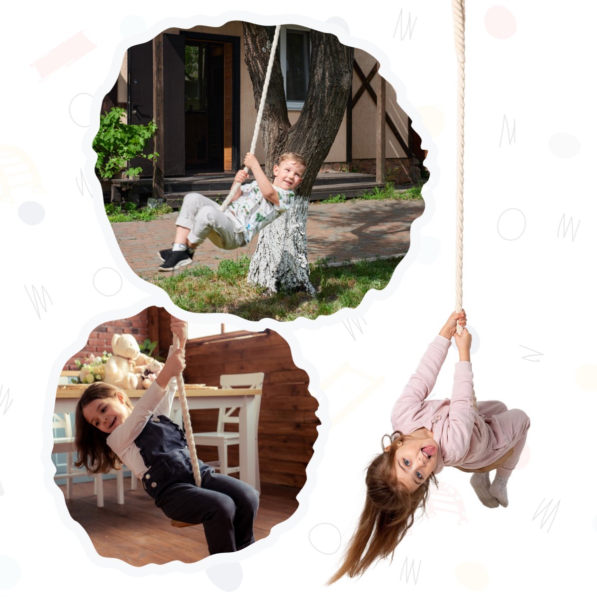 Wooden rope swing for kids