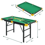 47 Inch Folding Billiard Table with Cues and Brush Chalk -Green