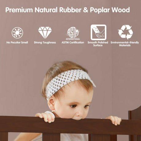 2-in-1 Classic Convertible Wooden Toddler Bed with 2 Side Guardrails for Extra Safety-Brown