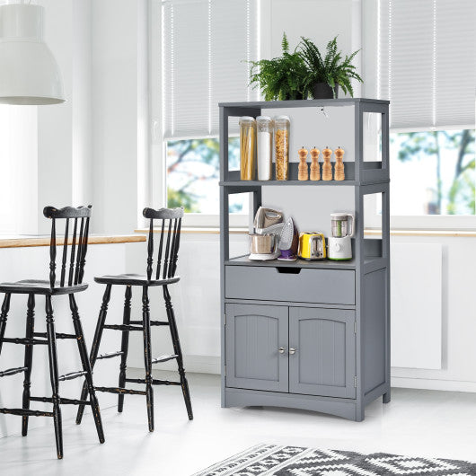 Bathroom Storage Cabinet with Drawer and Shelf Floor Cabinet-Gray