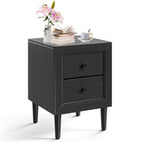 Multipurpose Retro Bedside Nightstand/ End Table with 2 Drawers-Black