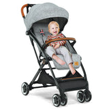 Lightweight Aluminium Frame Baby Stroller with Net-Gray